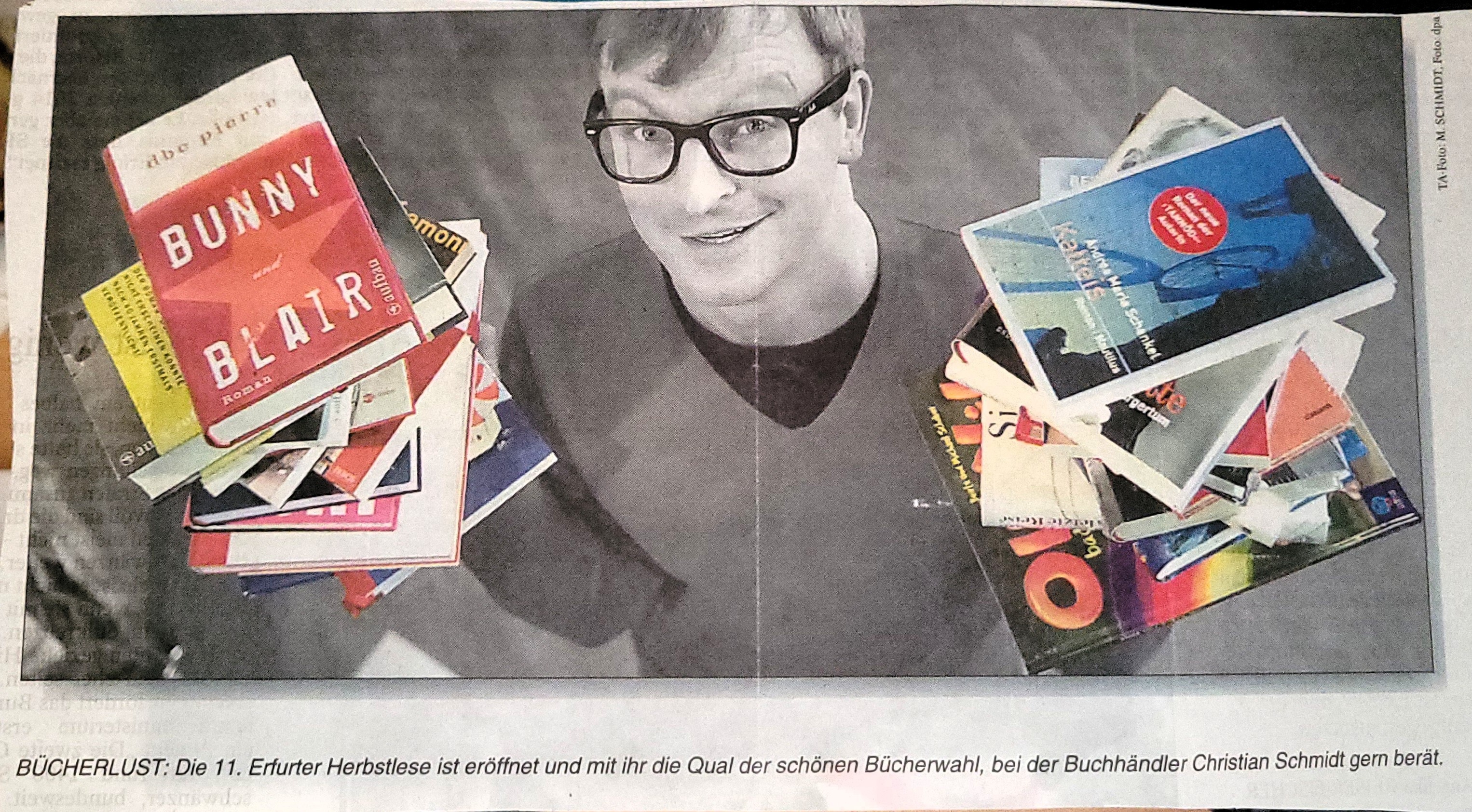 And image of Christian Schmidt. He was featured in the local newspaper as an ambassador for Erfurter Herbstlese, the biggest literature festival in East Germany (2007)